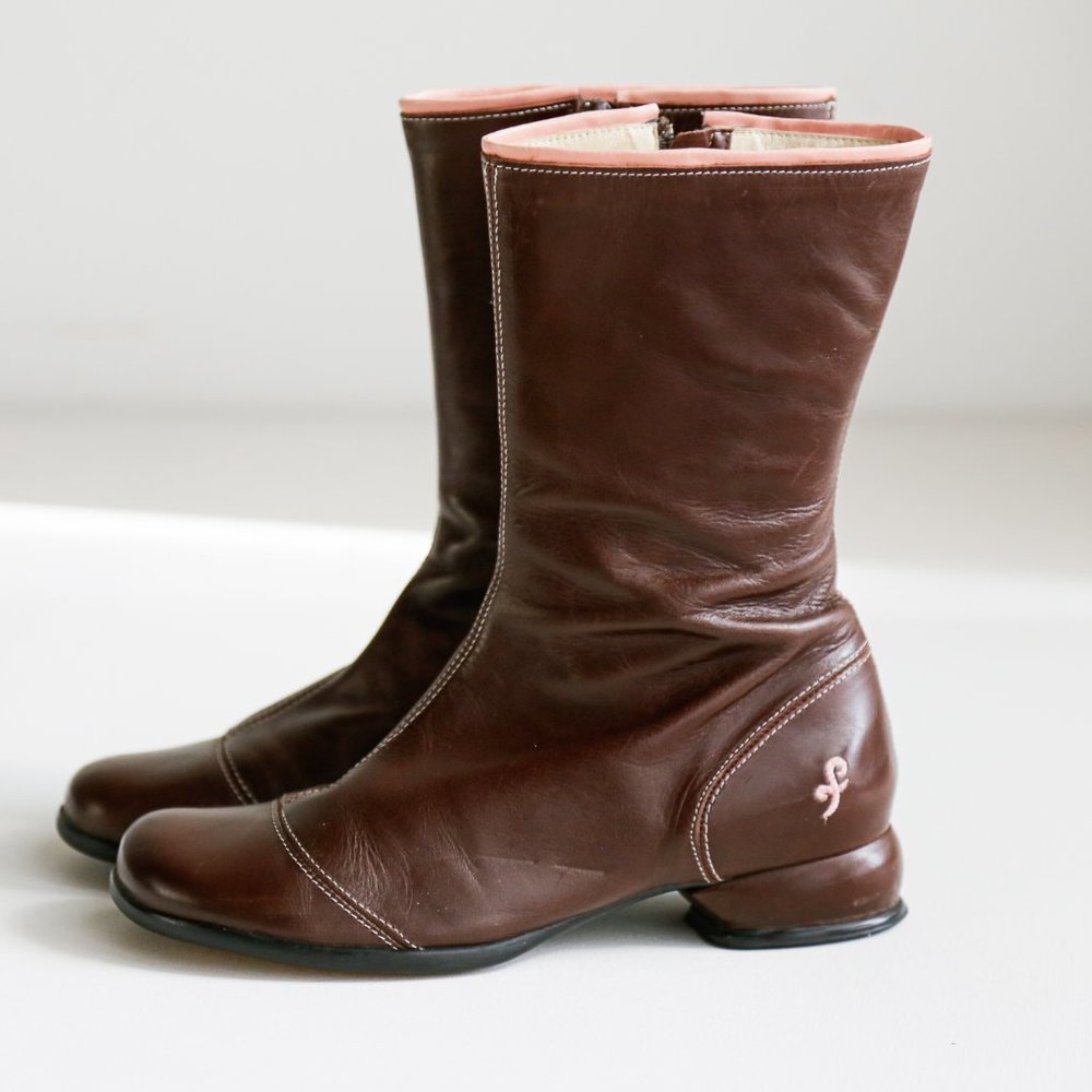 John Fluevog Dee Round Toe Leather Boots